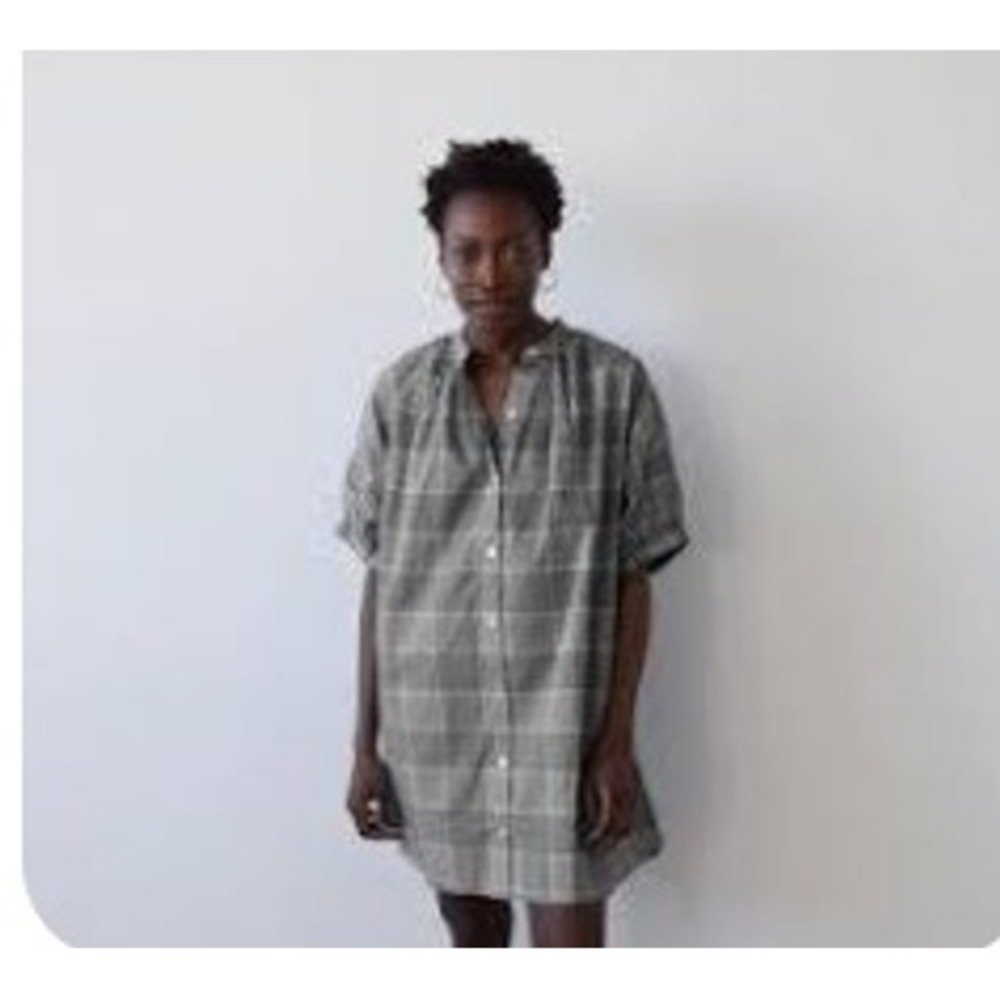Never A Wallflower Oversized Tunic Dress Size L Black White Plaid Dark Academia